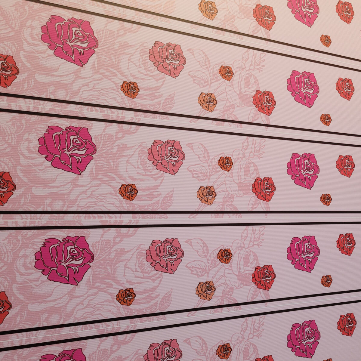 4mm Correx bench strips, printed with a rose design