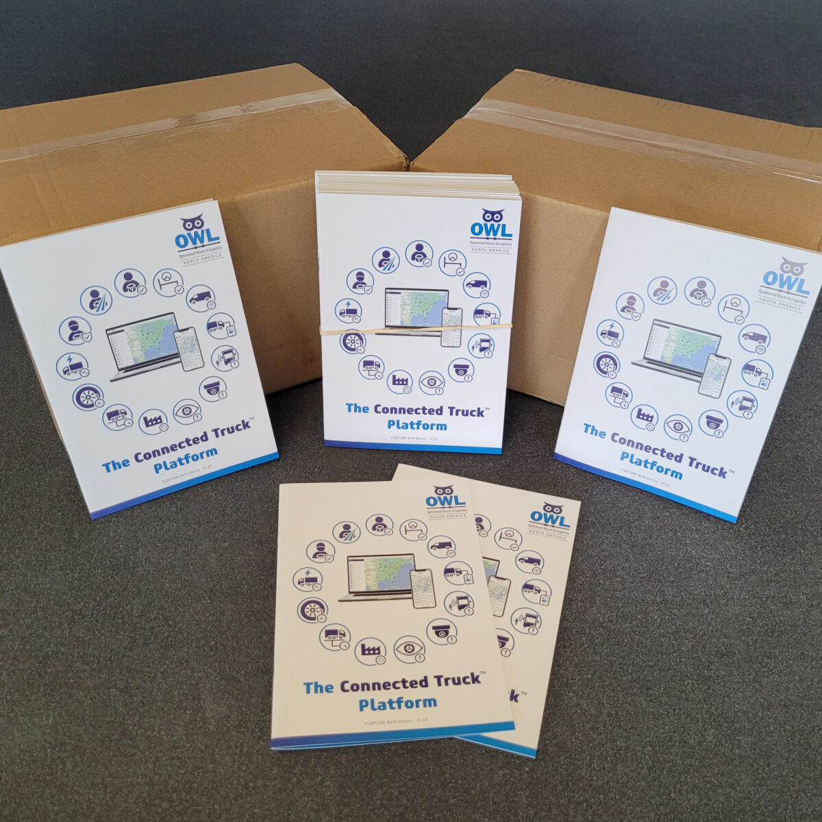 16 page saddle stitched brochures, printed on 170gsm silk stock, with bespoke packing boxes