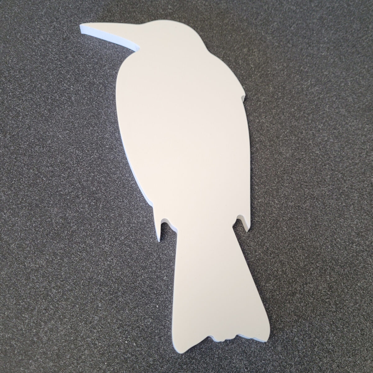 10mm foamex bird silhouette, routed using a 6mm drill bit, to be used as a garden ornament